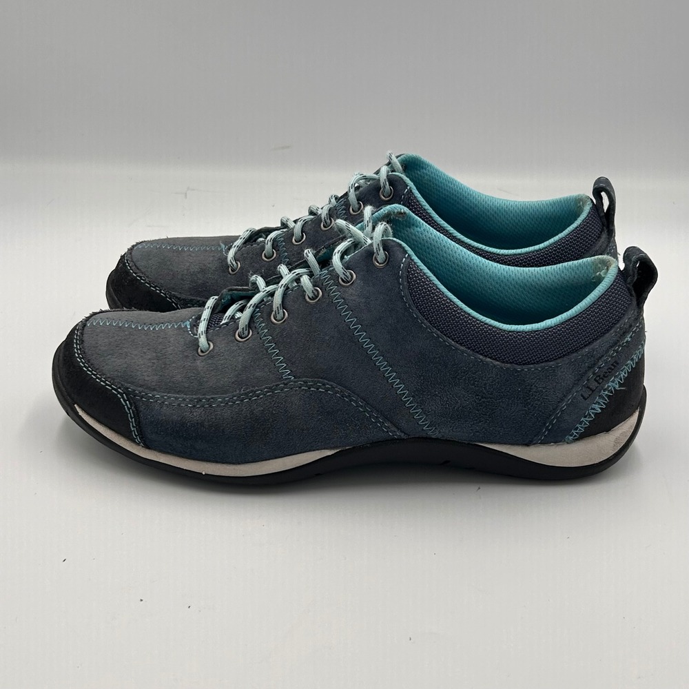 LL Bean Womens 7M Blue Suede Comfort Walking Shoes Athleisure Outdoor - Picture 4 of 10